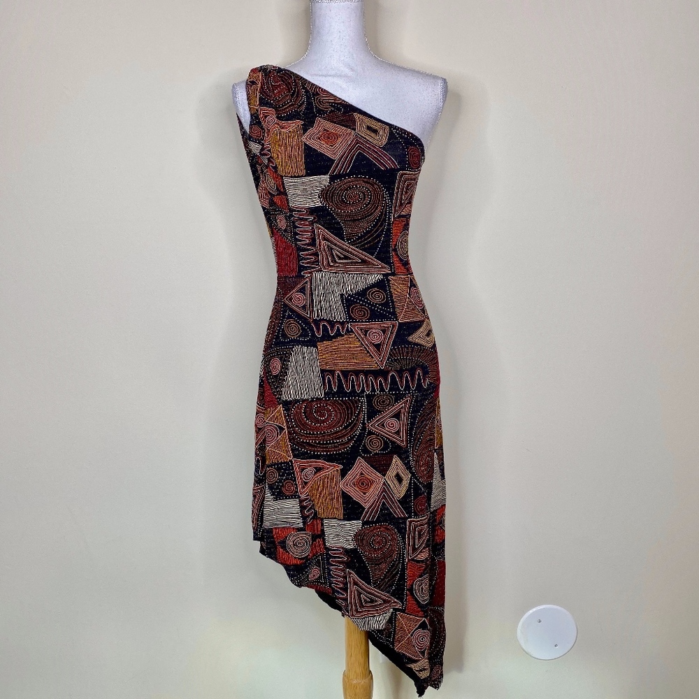 Geometric One-Shoulder Mini Dress